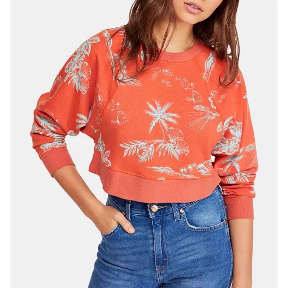 Free‎ People Aloha Poppy Pullover Sweatshirt Size Large